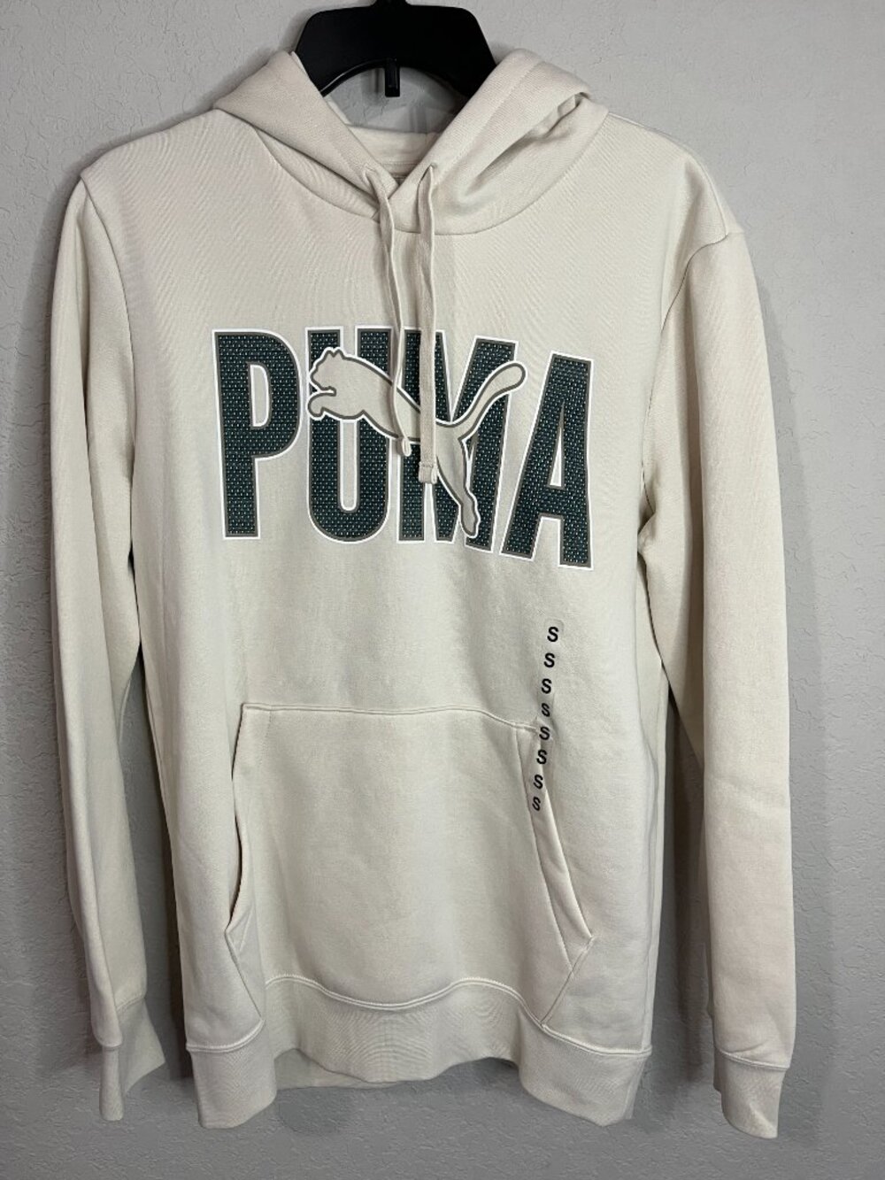 Puma Essentials Overlap Hoodie Alpine Snow Ivory Size S NWT